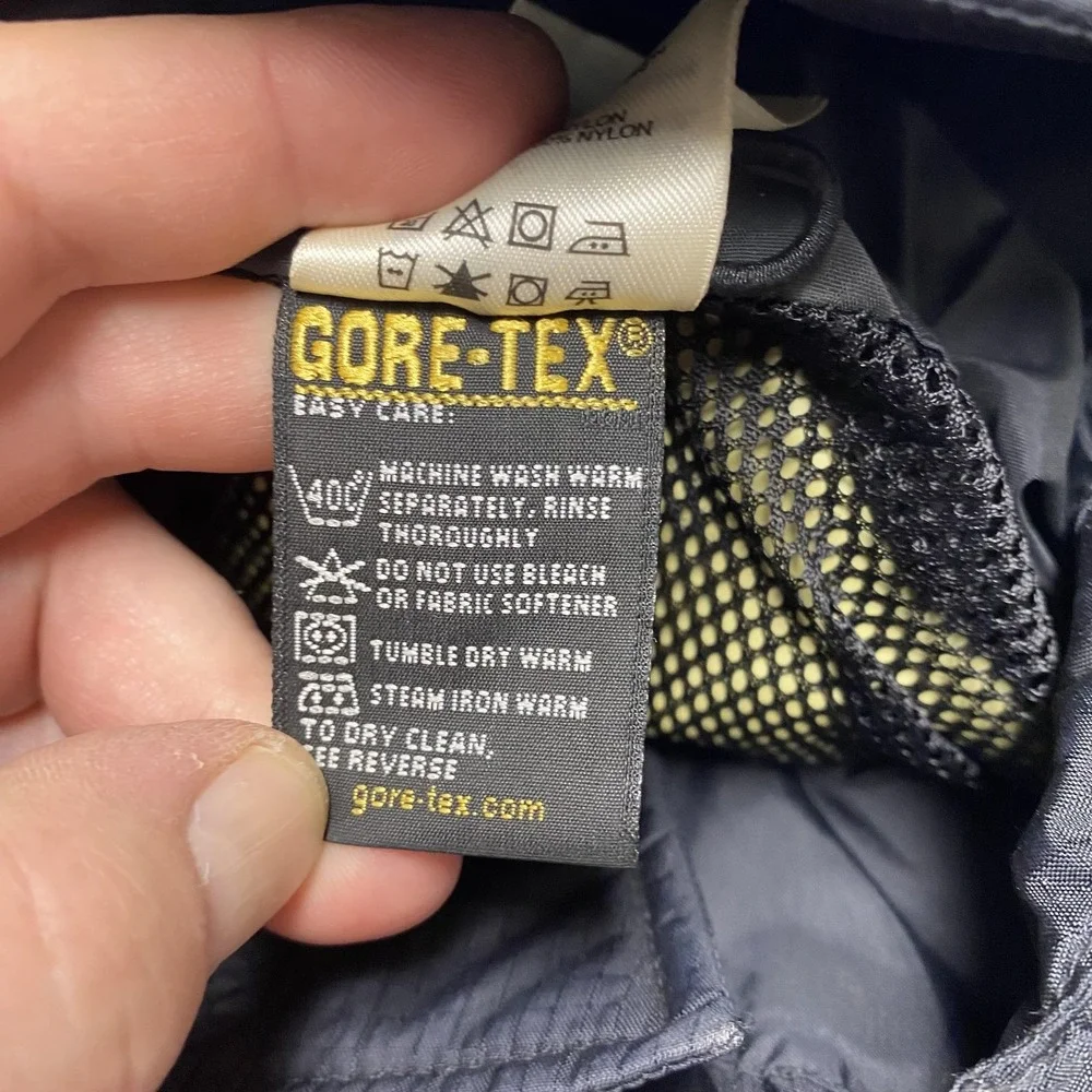 Vintage REI Gore Tex Jacket Unisex Small‎ Black Blue Anorak Pullover Hood 90s